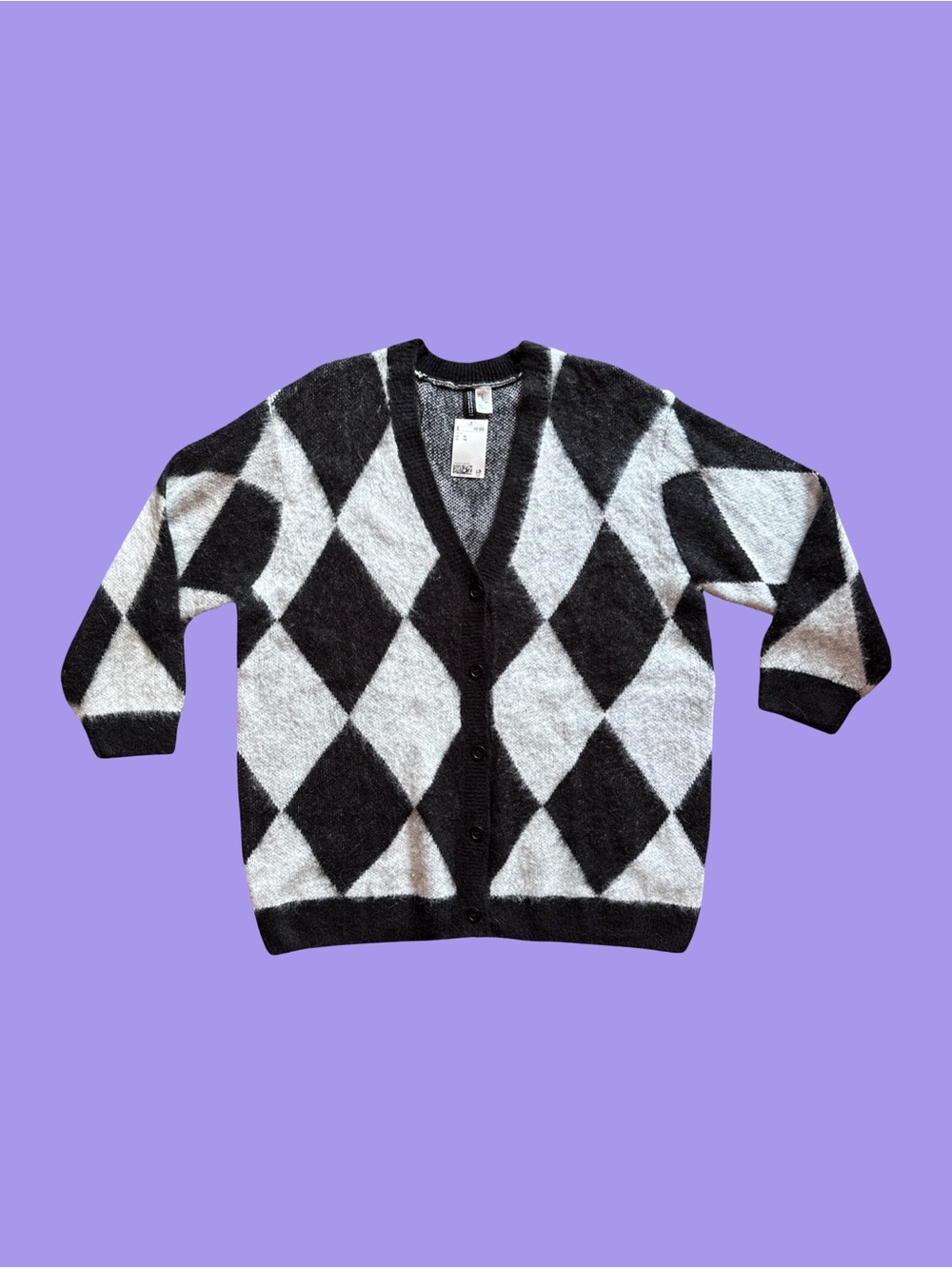 4/45$ NWT Black & White Argyle Cardigan | H&M
